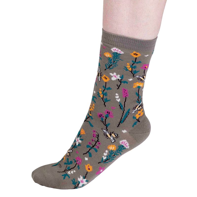 Thought Fashion Edana Organic Cotton Bee Socks Pea Green SPW832 side