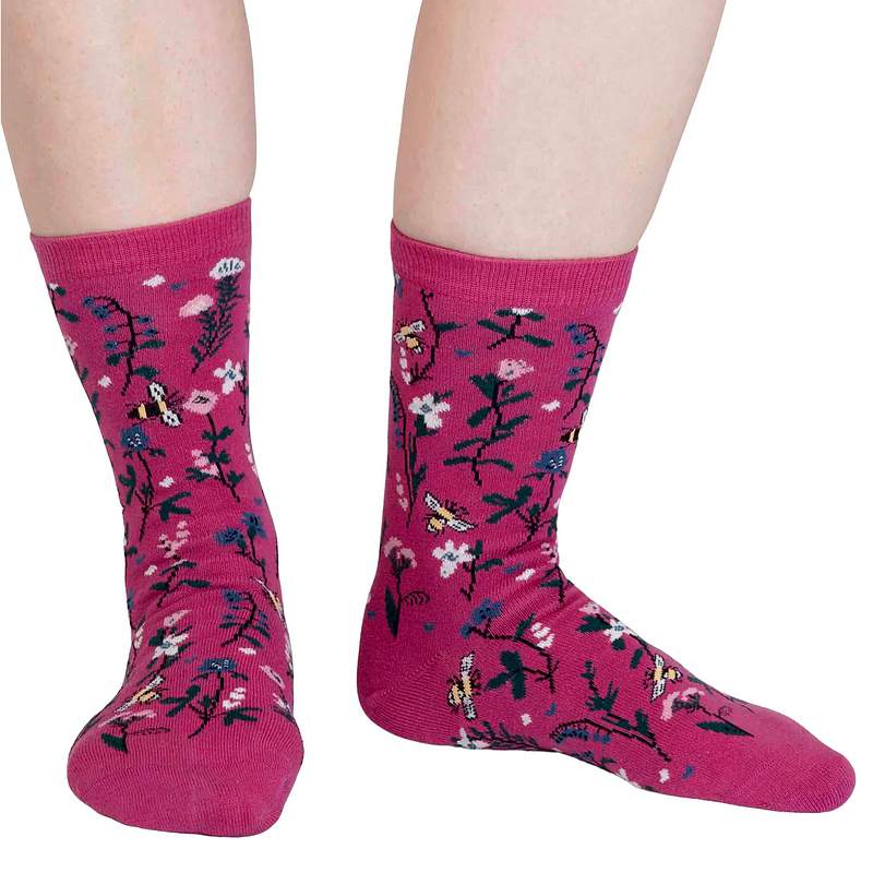 Thought Fashion Edana Organic Cotton Bee Socks Raspberry Pink SPW832 front