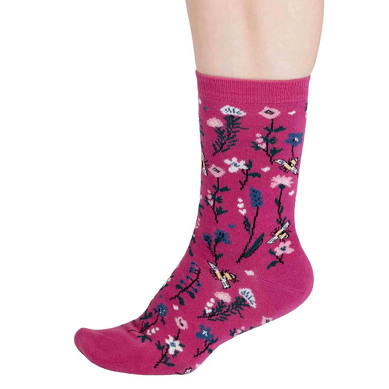 Thought Fashion Edana Organic Cotton Bee Socks Raspberry Pink SPW832 side