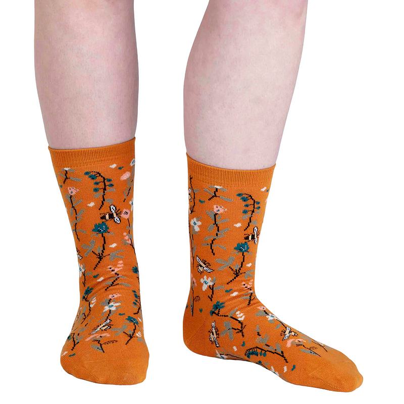 Thought Fashion Edana Organic Cotton Bee Socks Turmeric Yellow SPW832 front