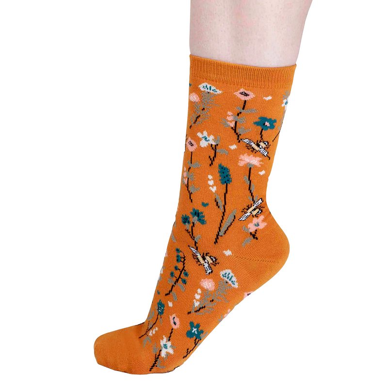 Thought Fashion Edana Organic Cotton Bee Socks Turmeric Yellow SPW832 side