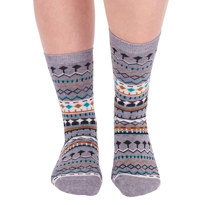 Thought Fashion Fairisle Organic Cotton Ladies Socks in A Bag Grey Marle SBW7630 front