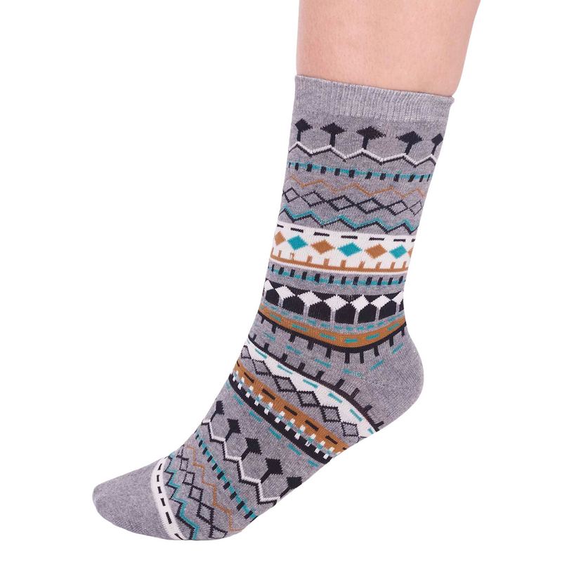 Thought Fashion Fairisle Organic Cotton Ladies Socks in A Bag Grey Marle SBW7630 side