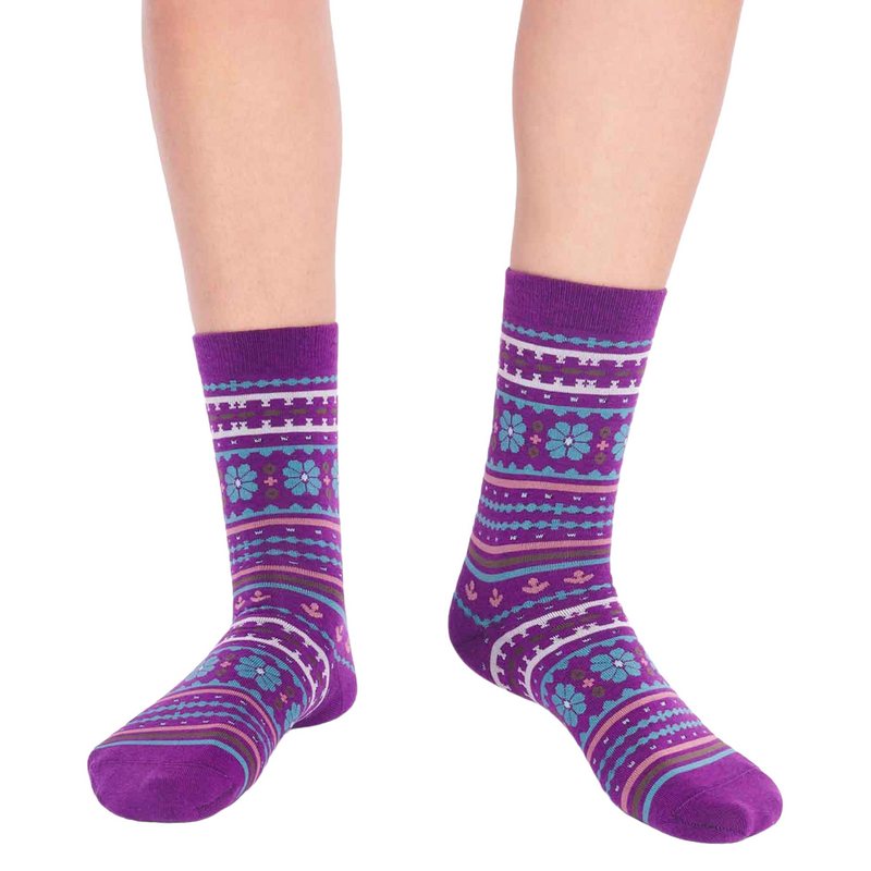 Thought Fashion Waverly Pattern Organic Cotton Socks Deep Purple SPW801 front