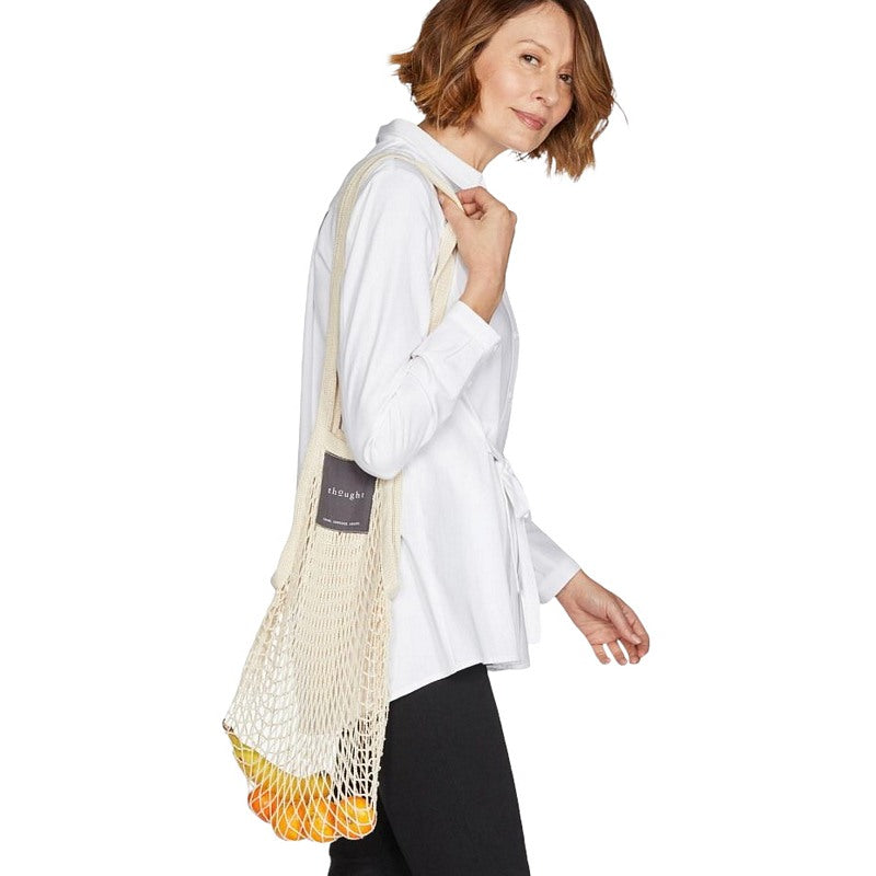 Thought Organic Cotton String Bag in Stone WAC4299 on model