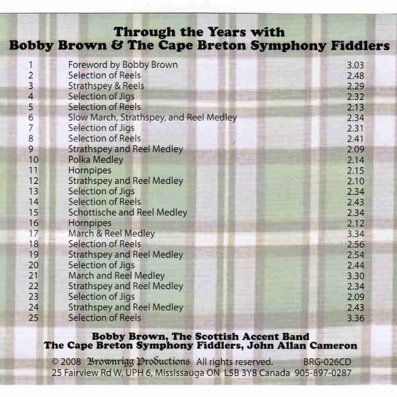 Through The Years With Bobby Brown And The Cape Breton Symphony Fiddlers CD back cover