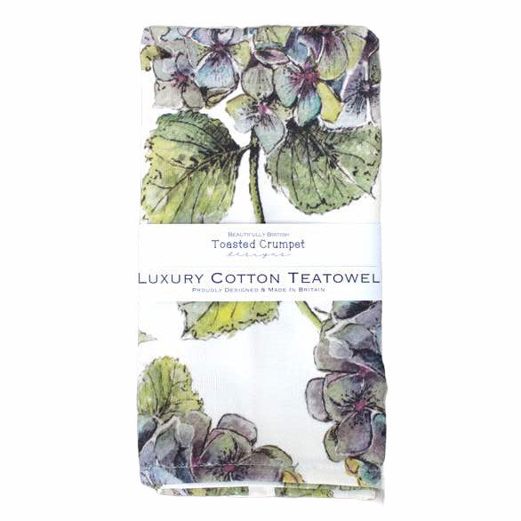 Toasted Crumpet Cotton Tea Towel Hydrangea LTT25 folded