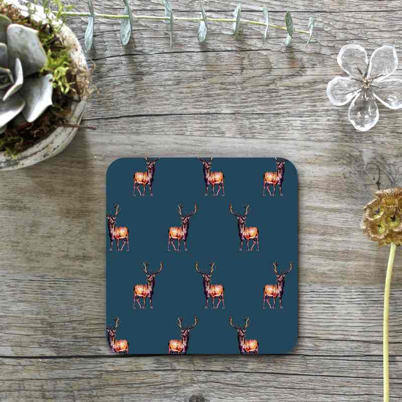 Toasted Crumpet Deer Stag Multi Noir Coaster TWC41 lifestyle