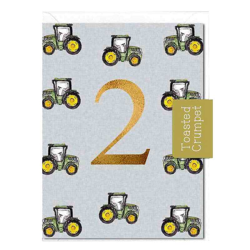 Toasted Crumpet Designs 2nd Birthday Tractors Mini Card MM114 front