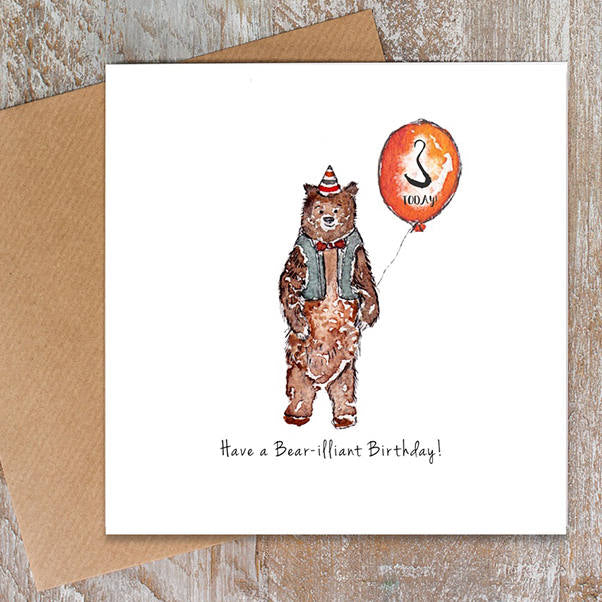 Toasted Crumpet Designs 3 Today Bear Card PA07