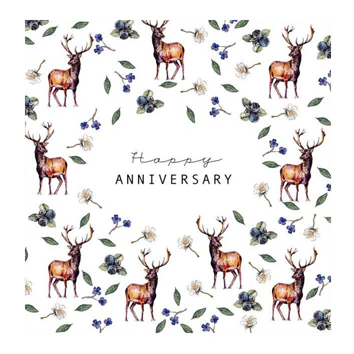 Toasted Crumpet Greetings Card Happy Anniversary Stag NT23 front