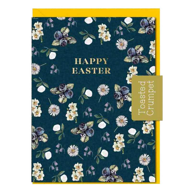 Toasted Crumpet Greetings Card Happy Easter Botanical Noir MM099 front