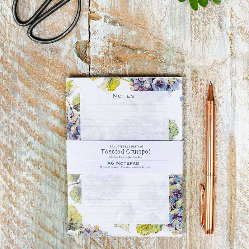 Toasted Crumpet Hydrangea Pure A6 Jotter Notepad NPAD25 lifestyle