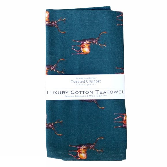Toasted Crumpet Luxury Cotton Tea Towel Deer Stag LTT11