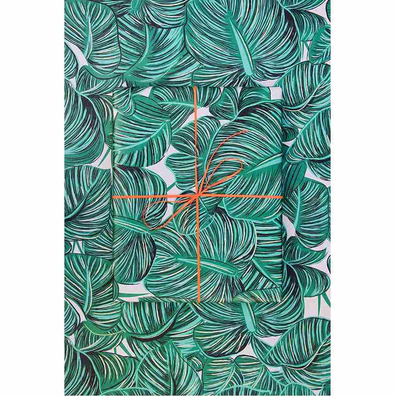 Totally Tropical Leaf Print Gift Wrap used as parcel