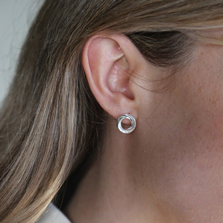 Tutti & Co Riverine Earrings Silver-Plated EA453S on model
