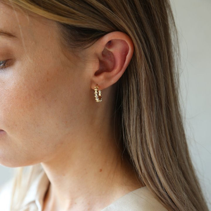Tutti & Co Stardust Earrings Gold Plate EA385G on model