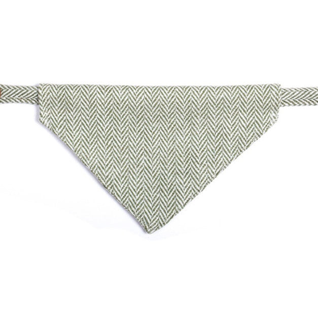 Tweedmill Dog Neckerchief Herringbone Olive PEDGNTW371 on collar