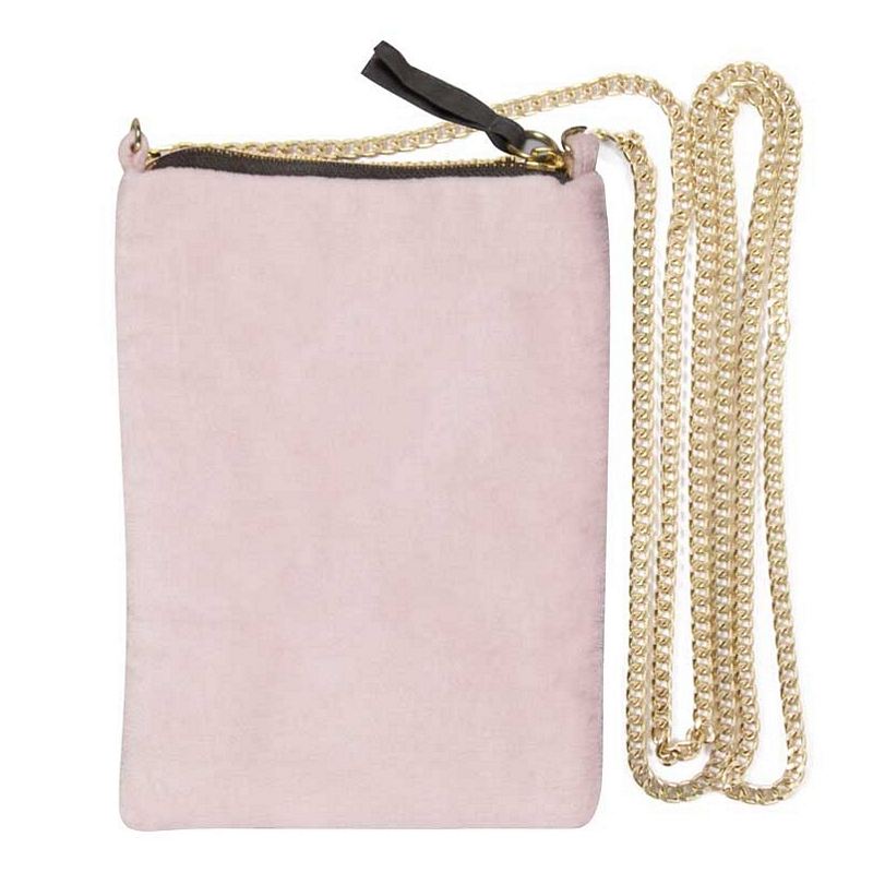 Velvet Phone Bag Pink with Sequin Heart 240687 back