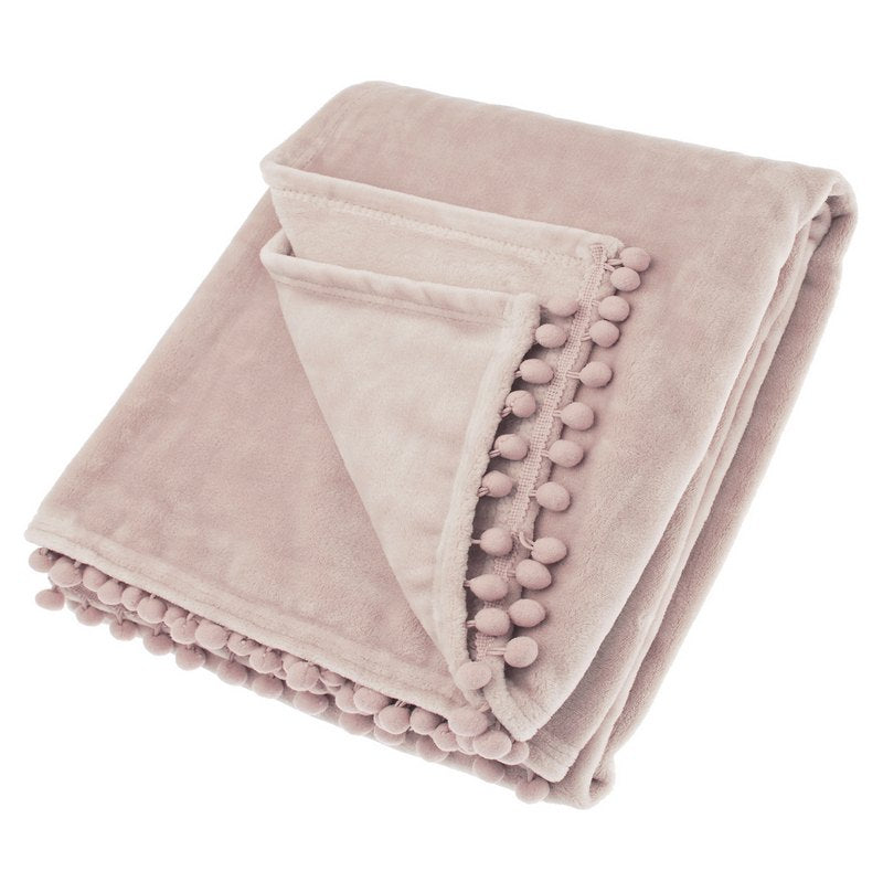 Waltons Of Yorkshire Cashmere Touch Fleece Throw Quartz Pink AWTCTQP folded
