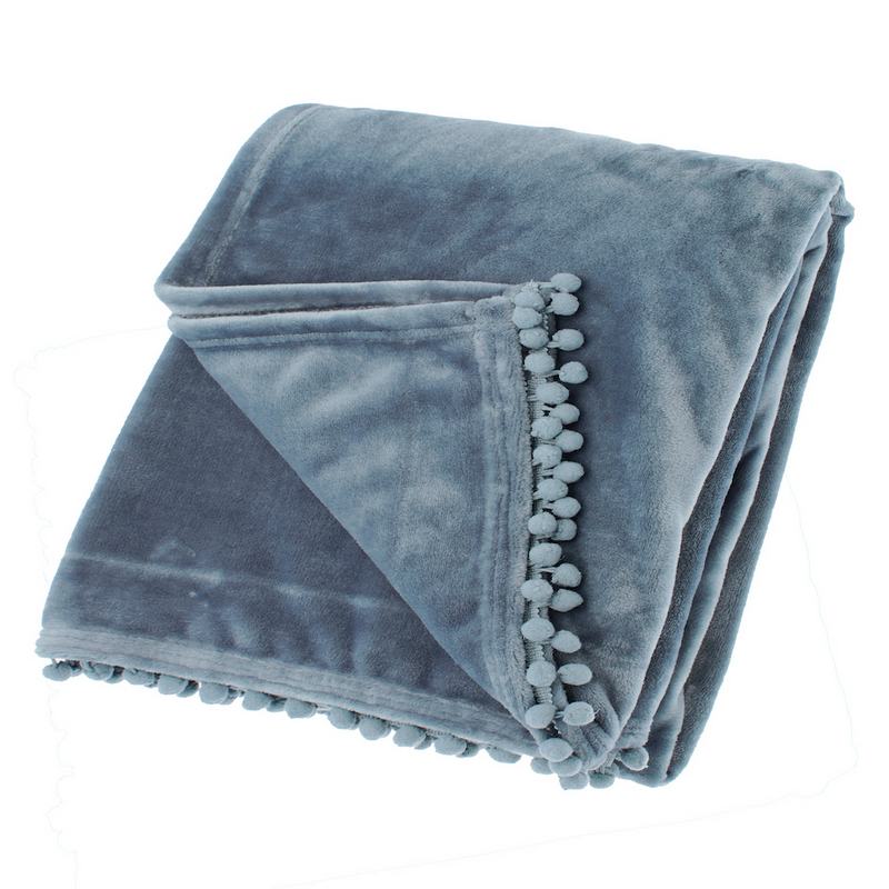 Waltons Of Yorkshire Cashmere Touch Fleece Throw Smoke Blue AWTCTSM folded