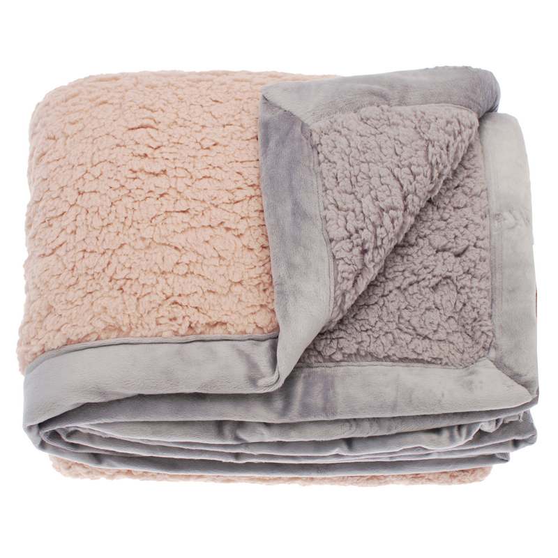 Waltons Of Yorkshire Cosy Sherpa Throw Blush AWTCSB folded