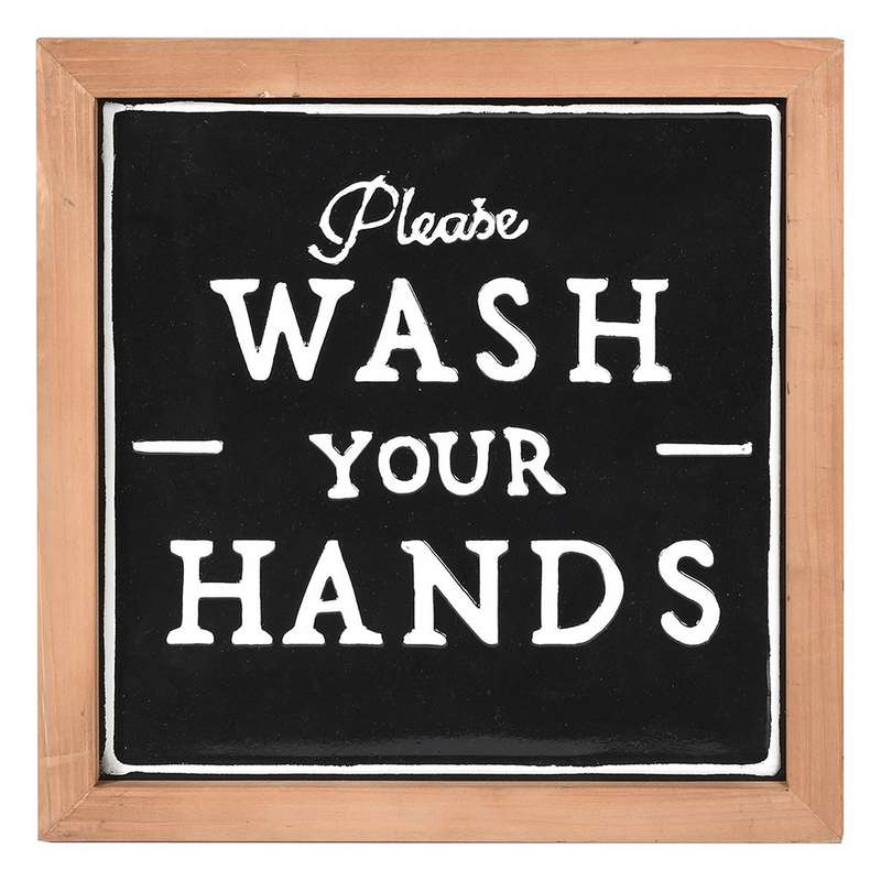 Please Wash Your Hands Framed Black Sign