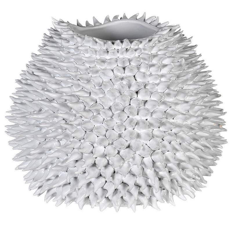 White Hand Made Sea Urchin Vase CYC033