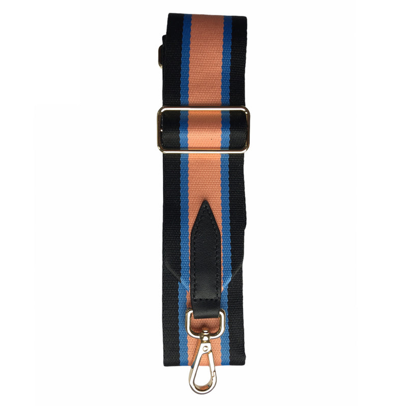 Wide Bag Strap Apricot & Blue Stripes