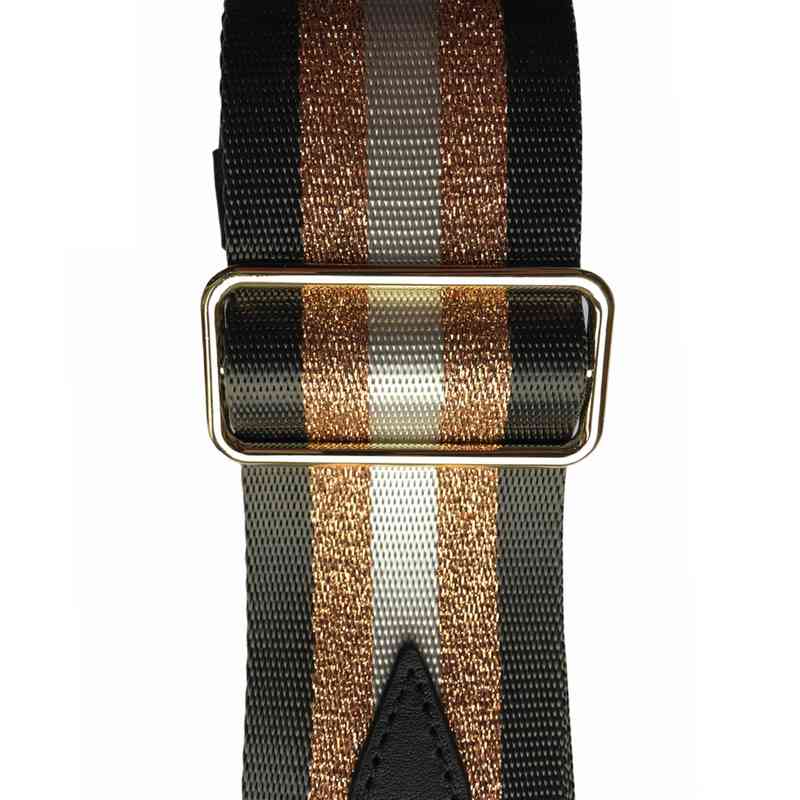 Wide Bag Strap Gold & Brown Stripes detail