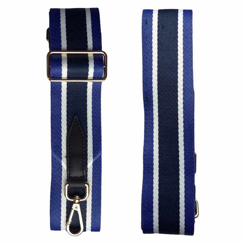 Wide Bag Strap Navy & Blue Stripes main