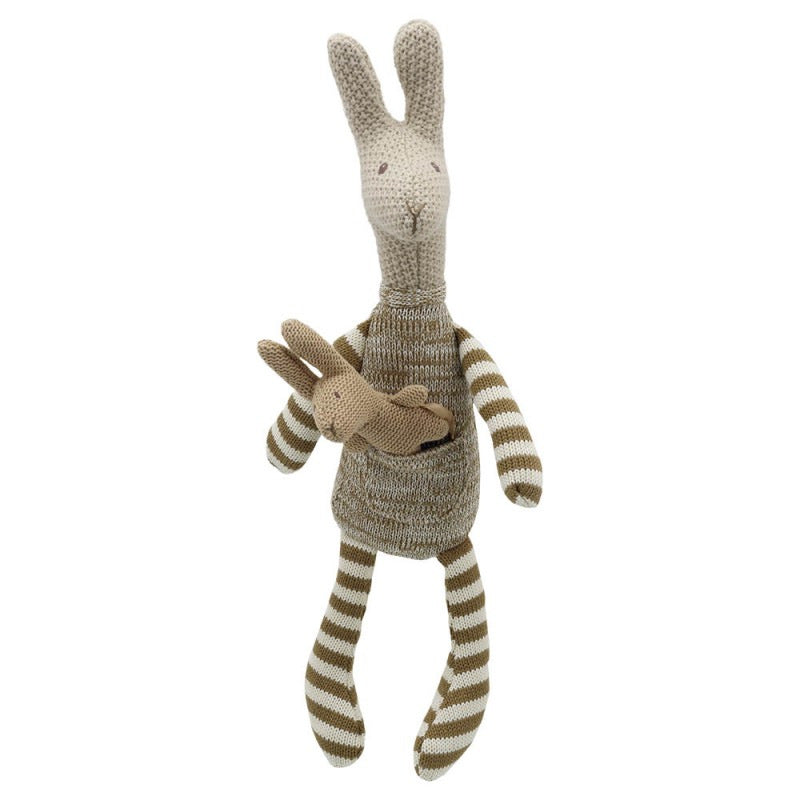 Wilberry Knitted Brown Kangaroo Soft Toy WB004333 front