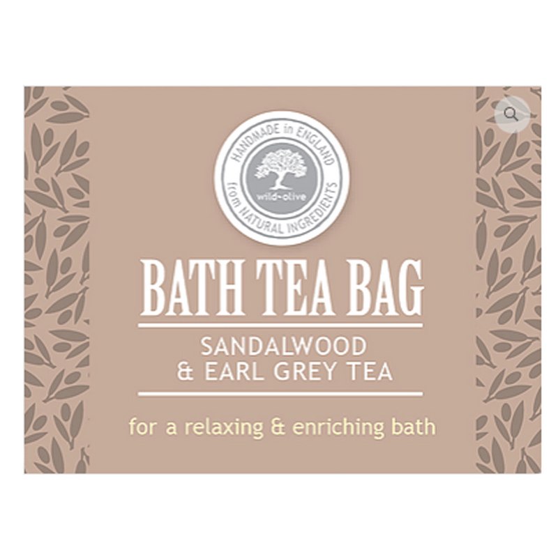 Wild Olive Bath Teabag Sandalwood & Earl Grey label