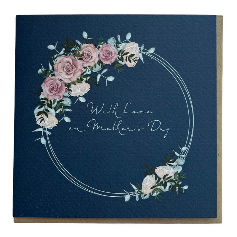 With Love On Mother's Day Card Floral Circle Blue