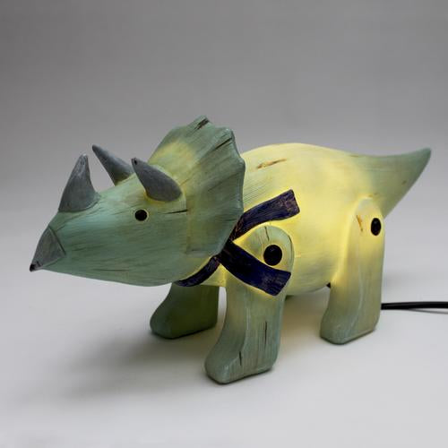 Wood Effect Cute Triceratops Light lit
