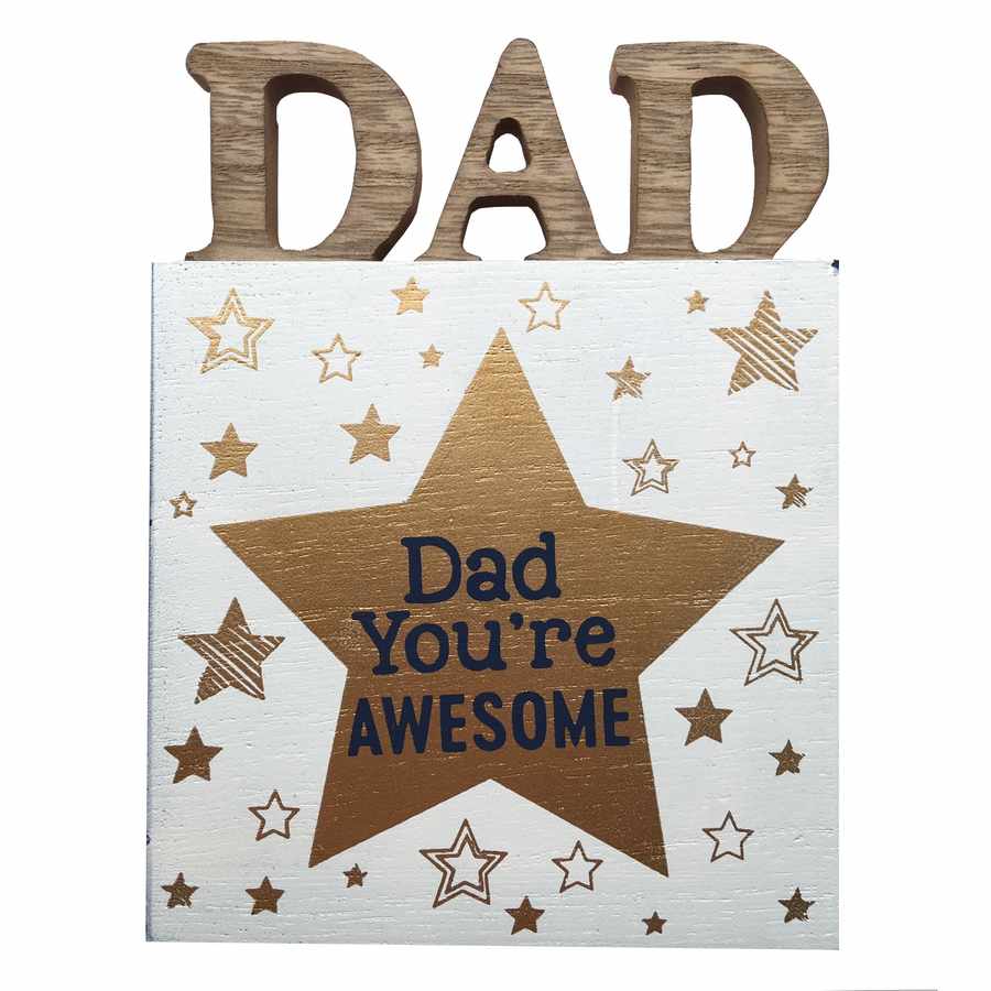 Wooden Cut-out Block - Dad You're Awesome