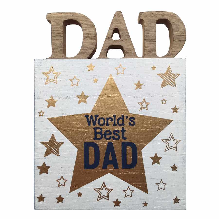 Wooden Cut-out Block - World's Best Dad