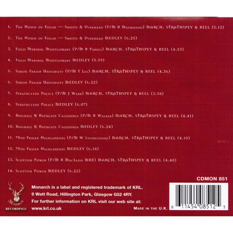 World Pipeband Championships CD 2003 Vol 1 CDMON851 back