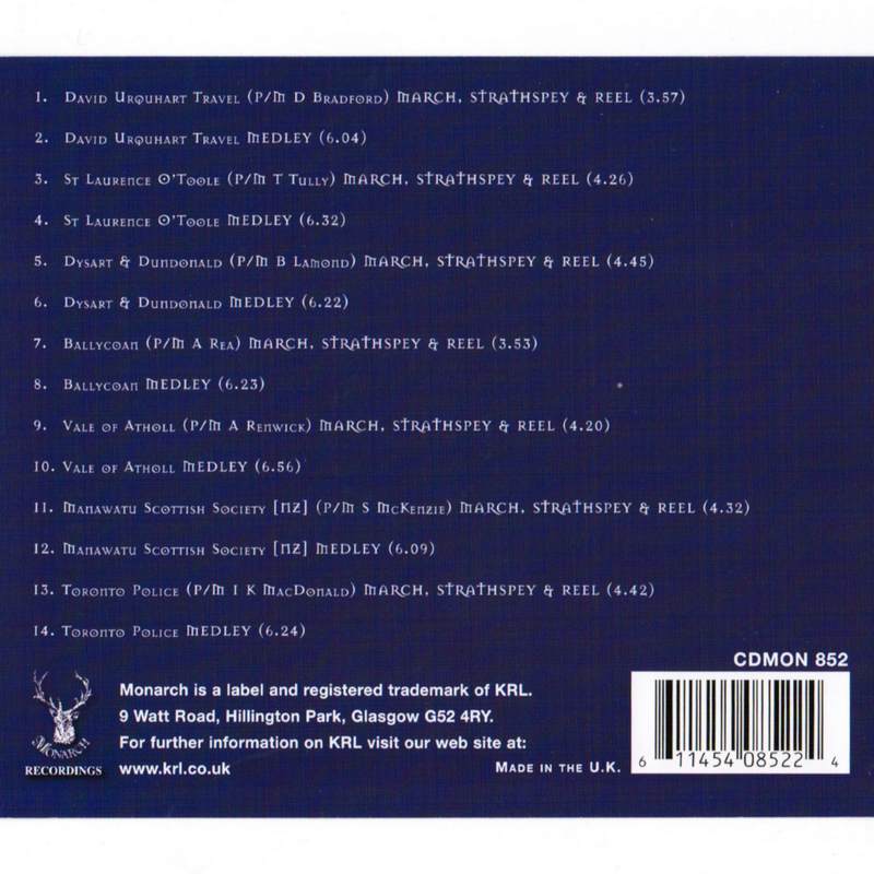 World Pipeband Championships CD 2003 Vol 2 CDMON852 CD track list