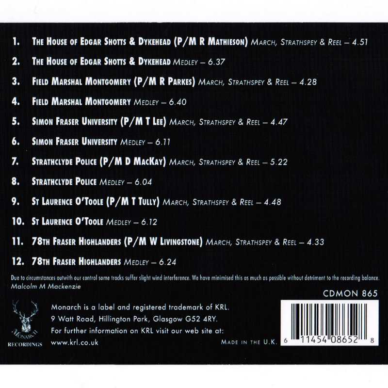 World Pipeband Championships CD 2005 Vol 1 CDMON865 track list