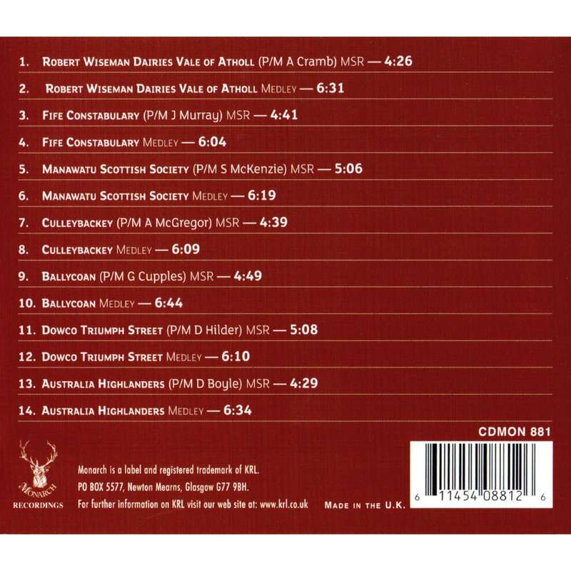 World Pipe Band Championships CD 2009 Vol 2 CDMON881 track list